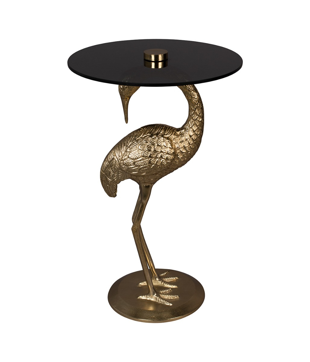 gold crane side table