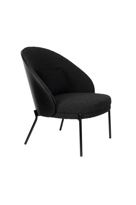 Rodin Lounge Chair Bouclé Black Front Side