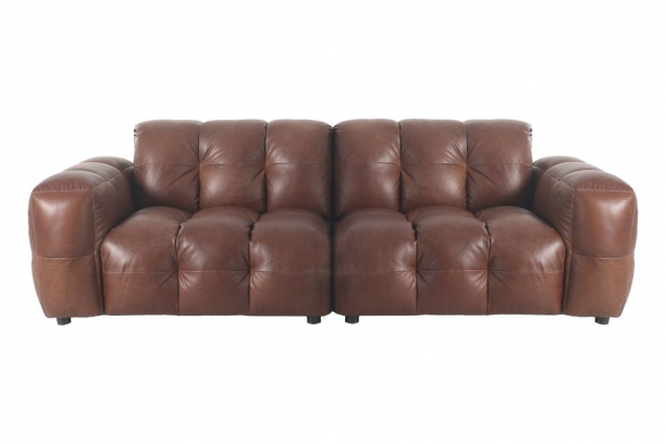 Sofa Hackman 3-Seater Leather Chocolate Front